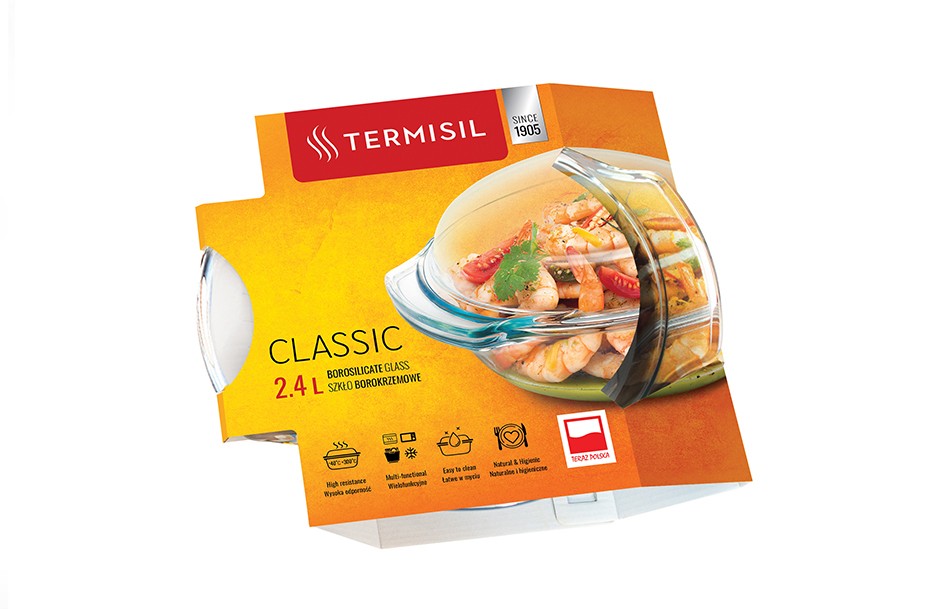 Naczynie żaroodporne okrągłe 2,4l z pokrywą - Termisil Classic