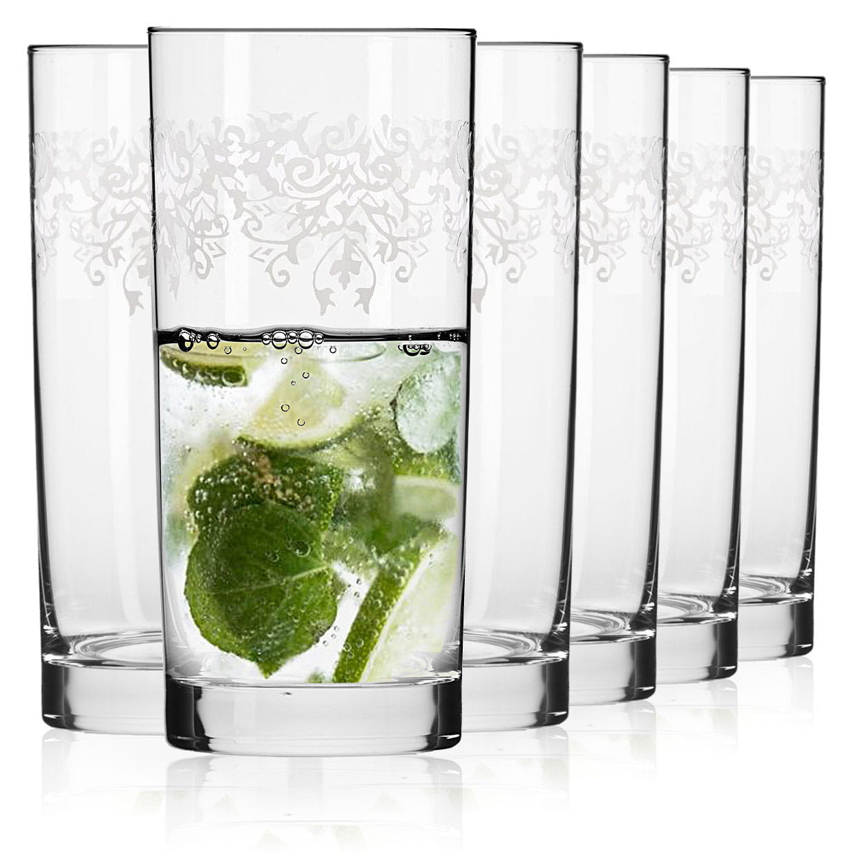 KRISTA DECO Szklanki wysokie 350 ml | komplet 6 sztuk