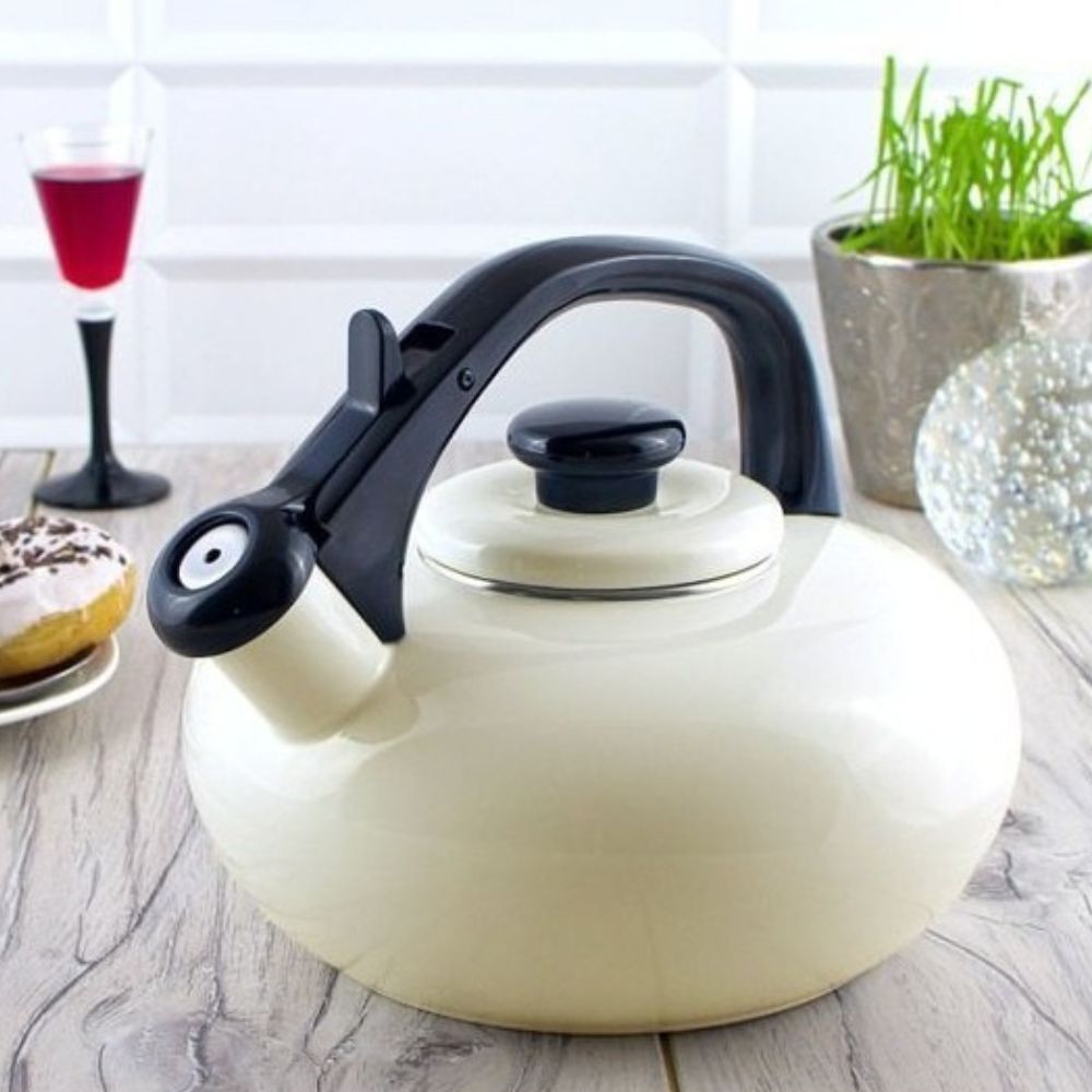 Czajnik emaliowany 2,5l kremowy Forchetto - Luna - obrazek 2