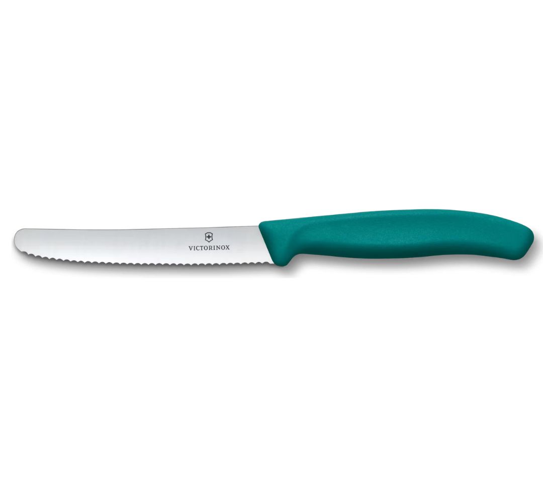 Nóż ząbkowany zielony 11 cm Victorinox - Swiss Classic