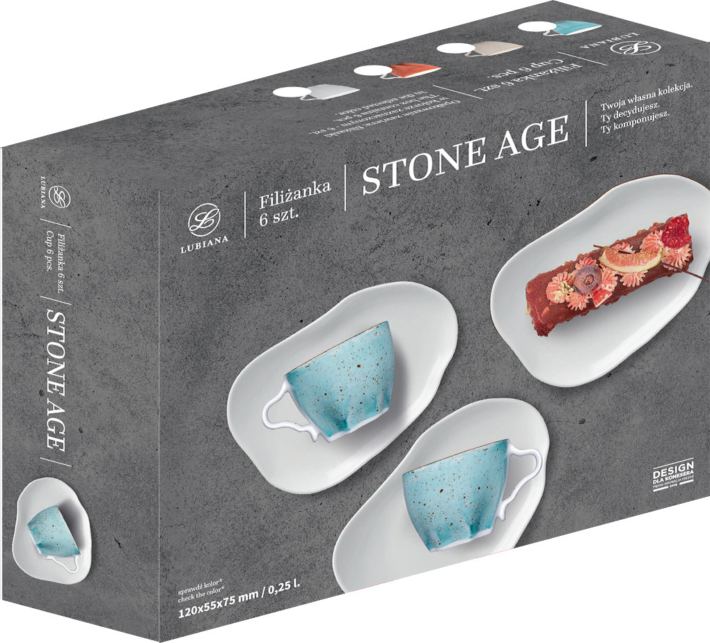 Filiżanka 250ml Lubiana Stone Age krem | komplet 6 sztuk