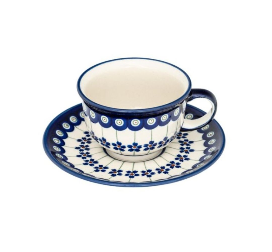 Filiżanka ze spodkiem 200ml/16cm dek.166a - Bolesławiec - obrazek 2