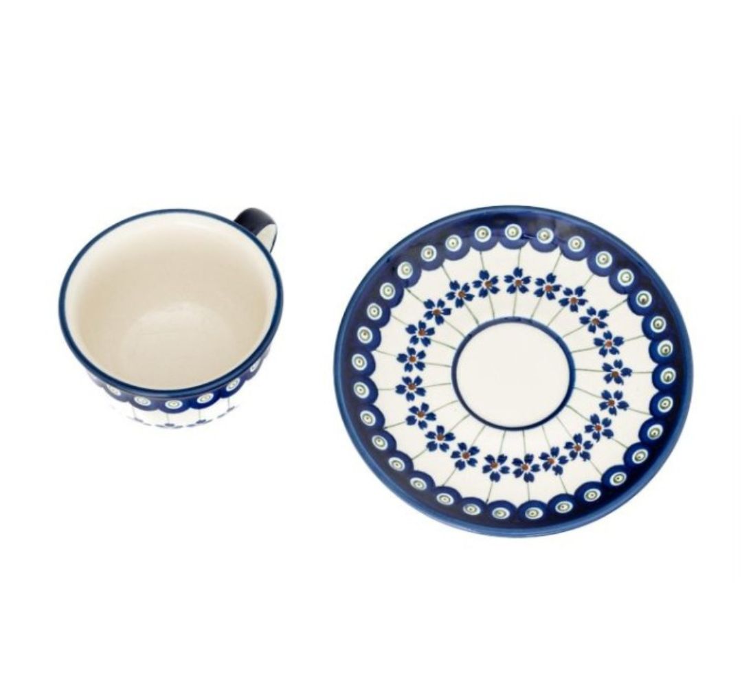 Filiżanka ze spodkiem 200ml/16cm dek.166a - Bolesławiec - obrazek 4