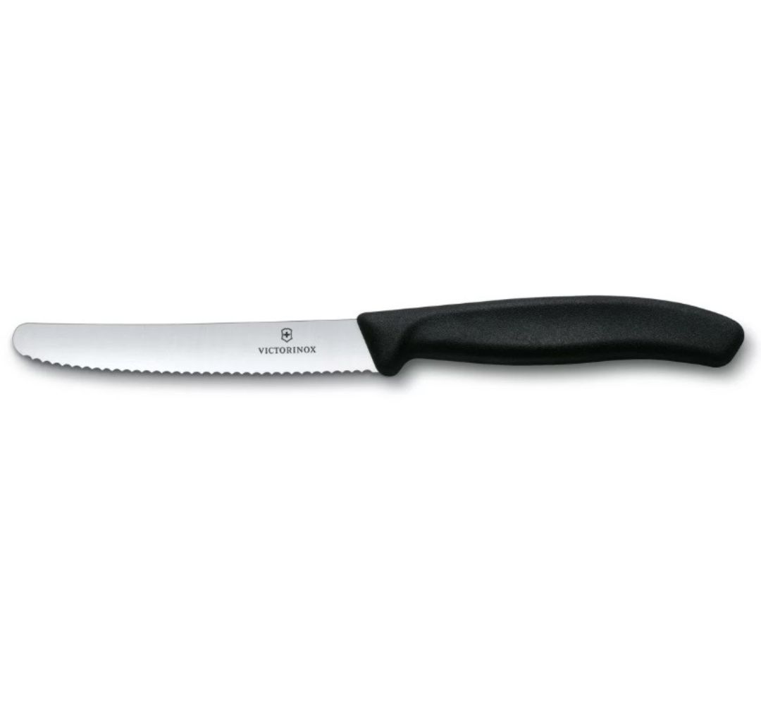 Nóż ząbkowany czarny 11cm Victorinox - Swiss Classic