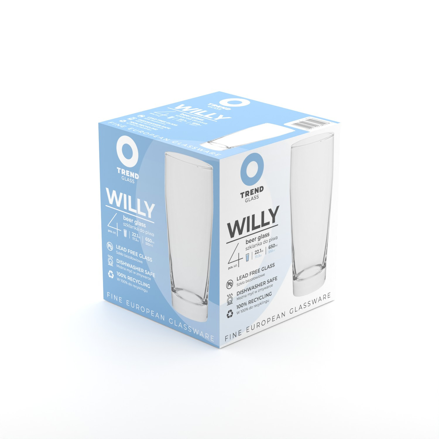 Komplet szklanek do piwa 510ml/4szt - Trend Glass Willy