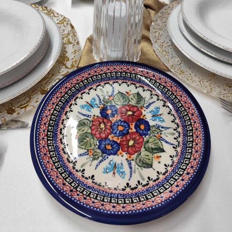 Talerz płytki obiadowy 24 cm dek. 149art - Bolesławiec