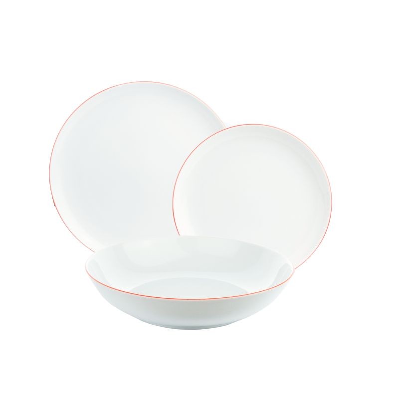 Komplet talerzy na 6 osób (18 el.) Bogucice - Base Red 1243