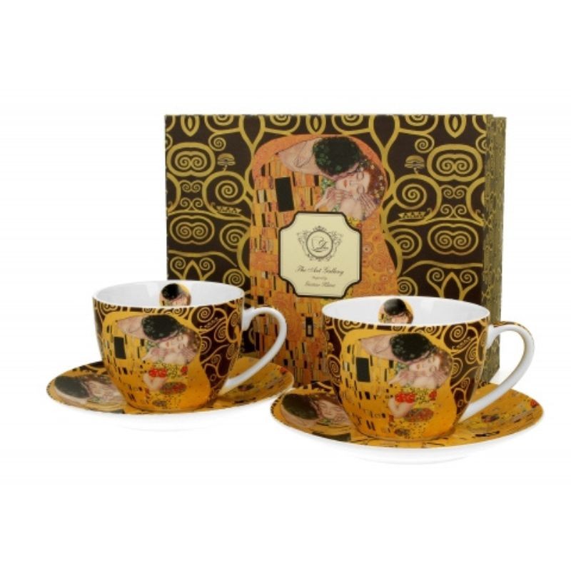 Komplet 2 filiżanek ze spodkiem The Kiss Brown by Klimt 280ml