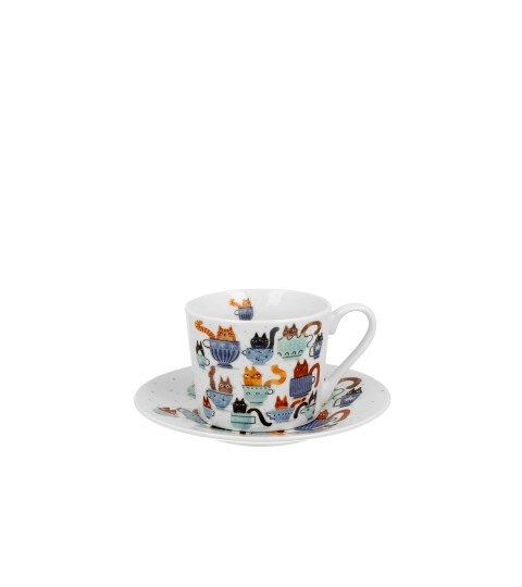 Filiżanka ze spodkiem elegant Koci Świat - Koty w Filiżankach 230 ml