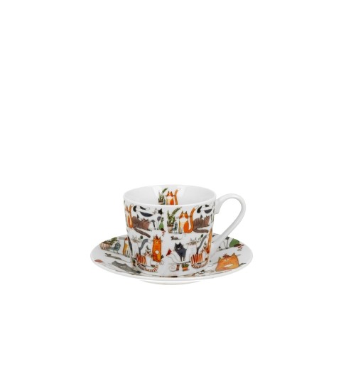 Filiżanka ze spodkiem elegant Koci Świat - Leniwe Koty 230 ml