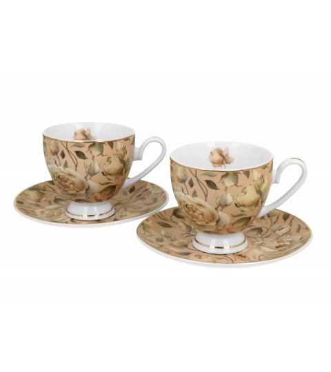 Komplet 2 filiżanek ze spodkami English Roses Cream