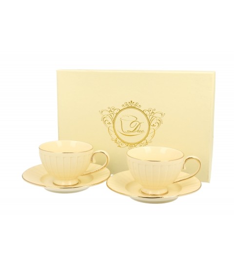 Komplet 2 filiżanek ze spodkami espresso Ecru Nina 120 ml