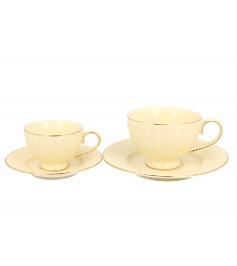Komplet 2 filiżanek ze spodkami espresso Ecru Nina 120 ml