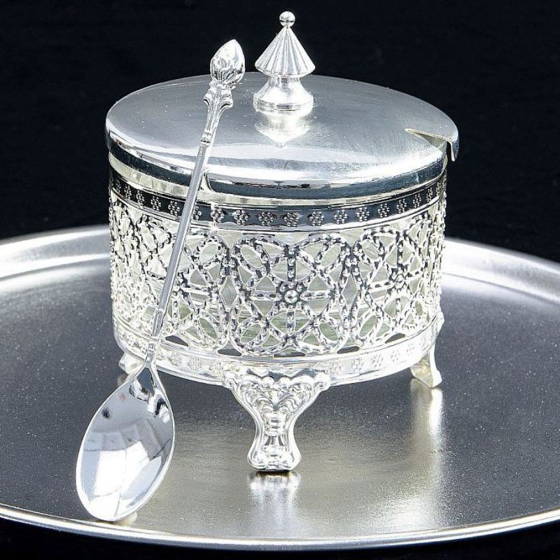 Cukiernica z łyżeczką posrebrzana wysokość 11 cm Villa Italia - Silber