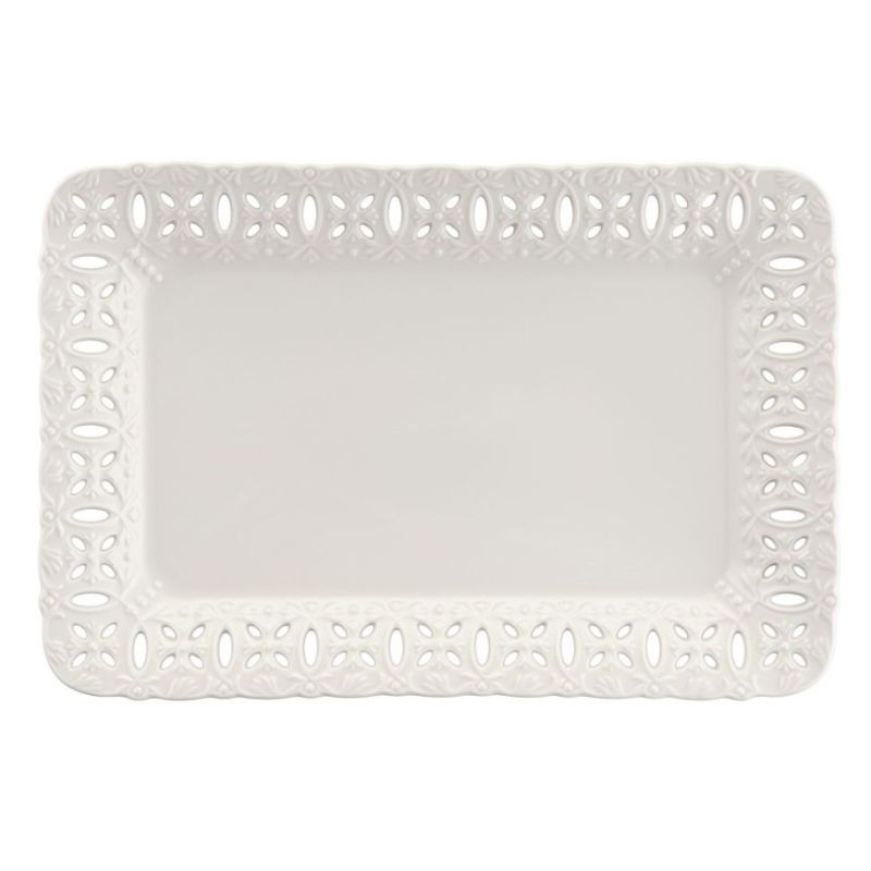 Talerz do ciasta ażurowy 30x21 cm Villa Italia - Clara Ivory