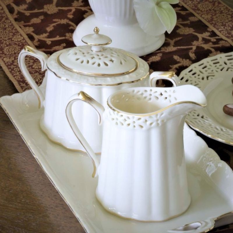 Mlecznik porcelanowy 200 ml Villa Italia - Clara Gold Ivory