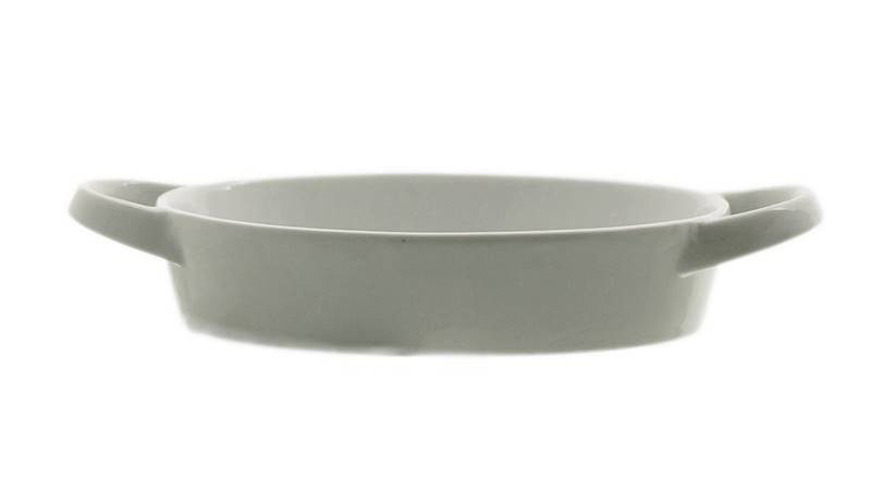 Porcelanowy półmisek do zapiekania biały owalny 15 cm