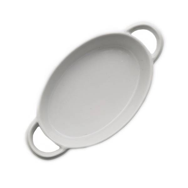 Porcelanowy półmisek do zapiekania biały owalny 15 cm