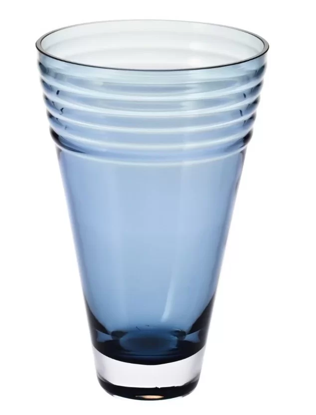 Wazon stożkowy ryflowany granatowy 25 cm Krosno - Home&Living