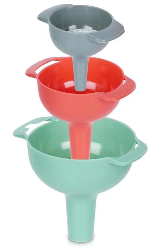 Zestaw lejków kuchennych z sitkiem 10/8/6 cm (4 el.) - Orion