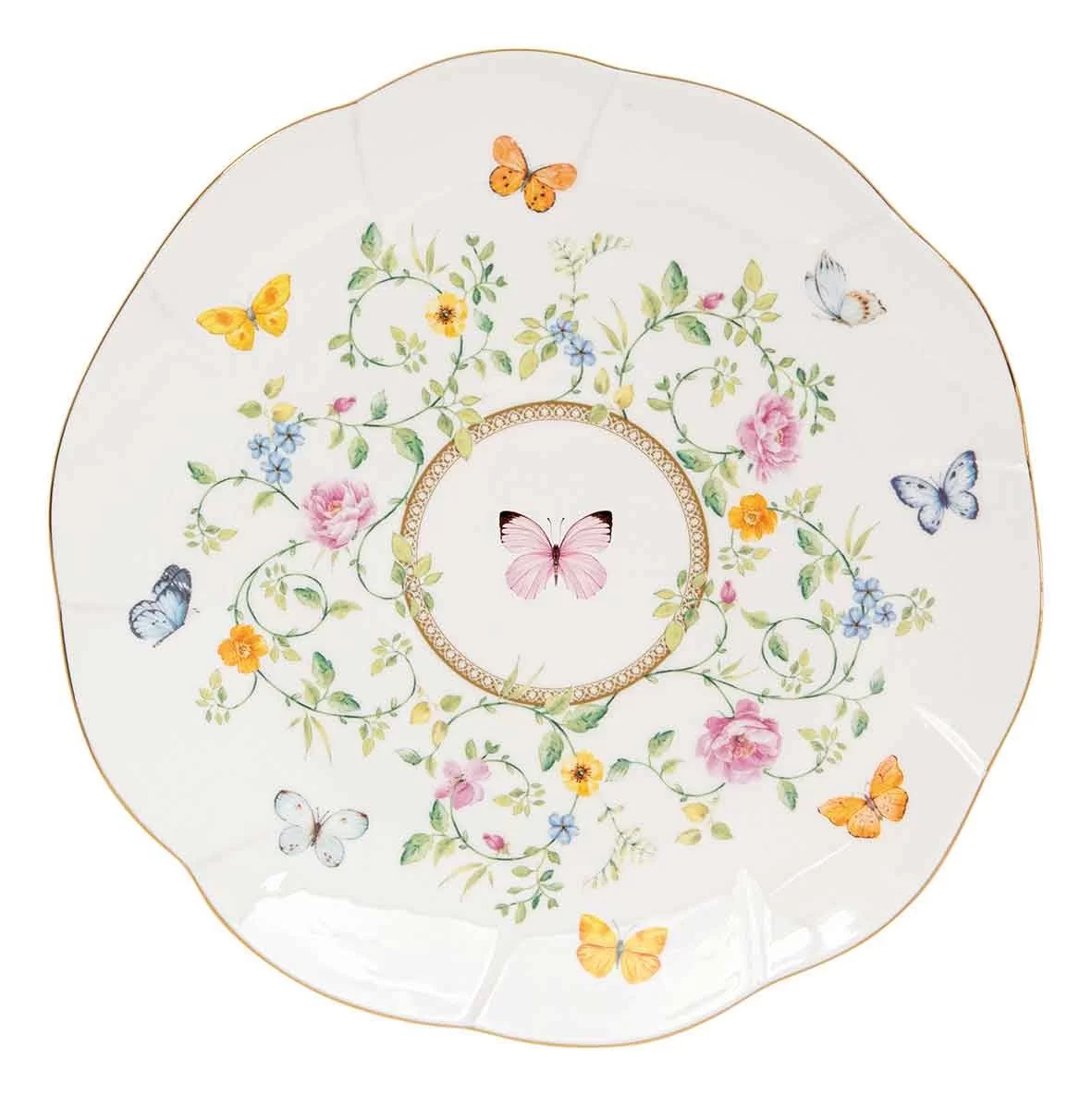 Patera na ciasto z włoskiej porcelany 21 cm Marco Polo - Motyle