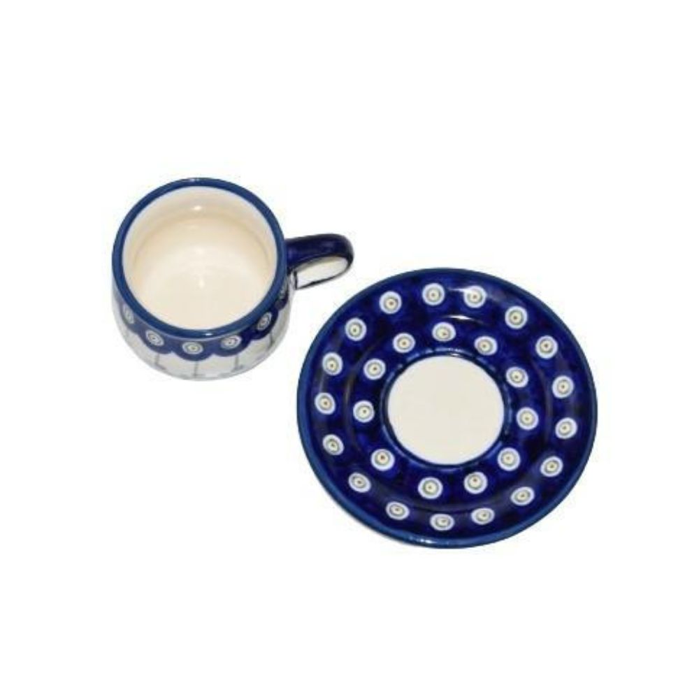 Filiżanka ze spodkiem espresso 70ml dek. 166a – Bolesławiec - obrazek 2
