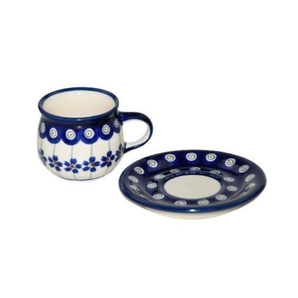 Filiżanka ze spodkiem espresso 70ml dek. 166a – Bolesławiec - obrazek 3