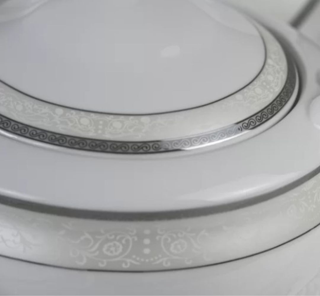 Komplet talerzy na 6 osób / 18 el Bogucice - Agawa Platin 0678 - obrazek 2