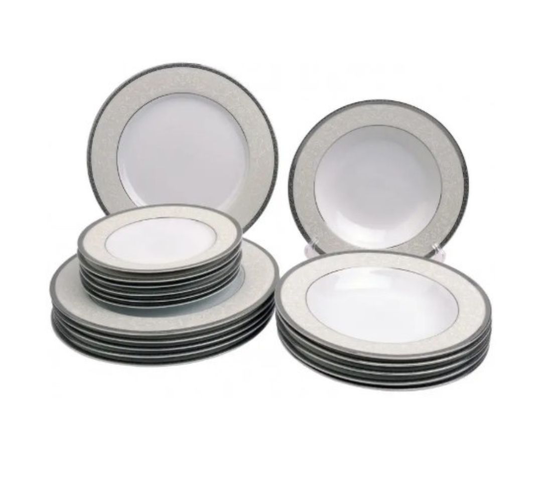 Komplet talerzy na 6 osób / 18 el Bogucice - Agawa Platin 0678
