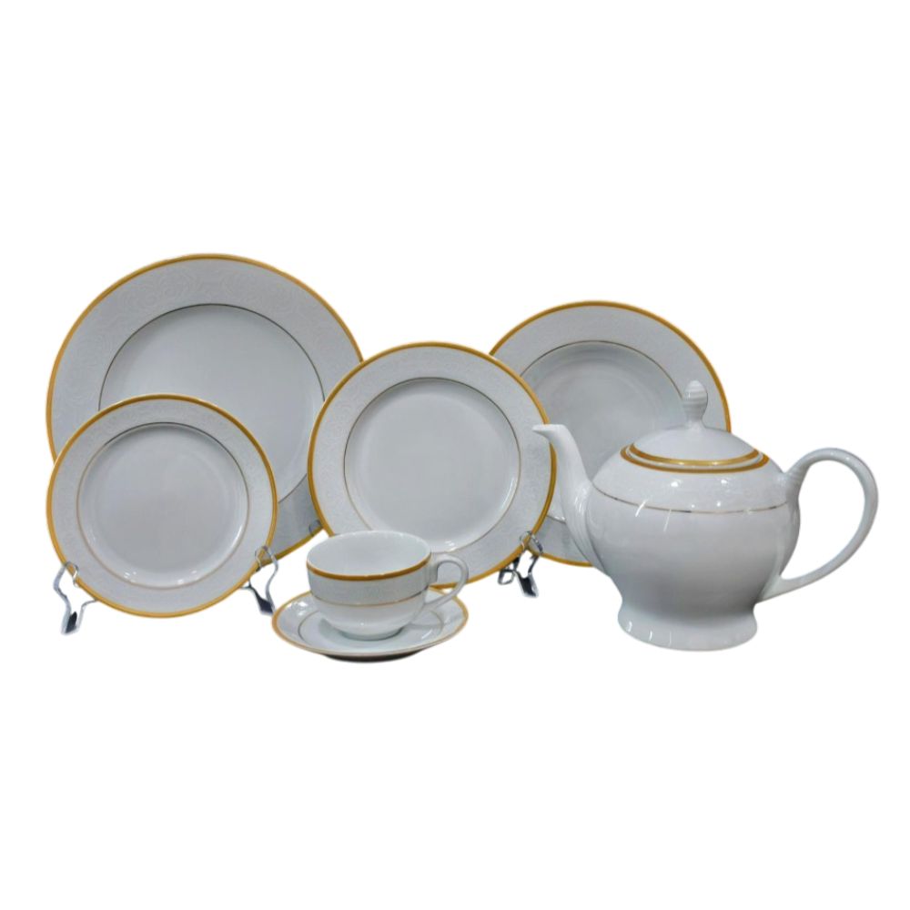 Serwis obiadowo herbaciany na 12 osób 81 el. Bogucice – Hanna Gold 1249