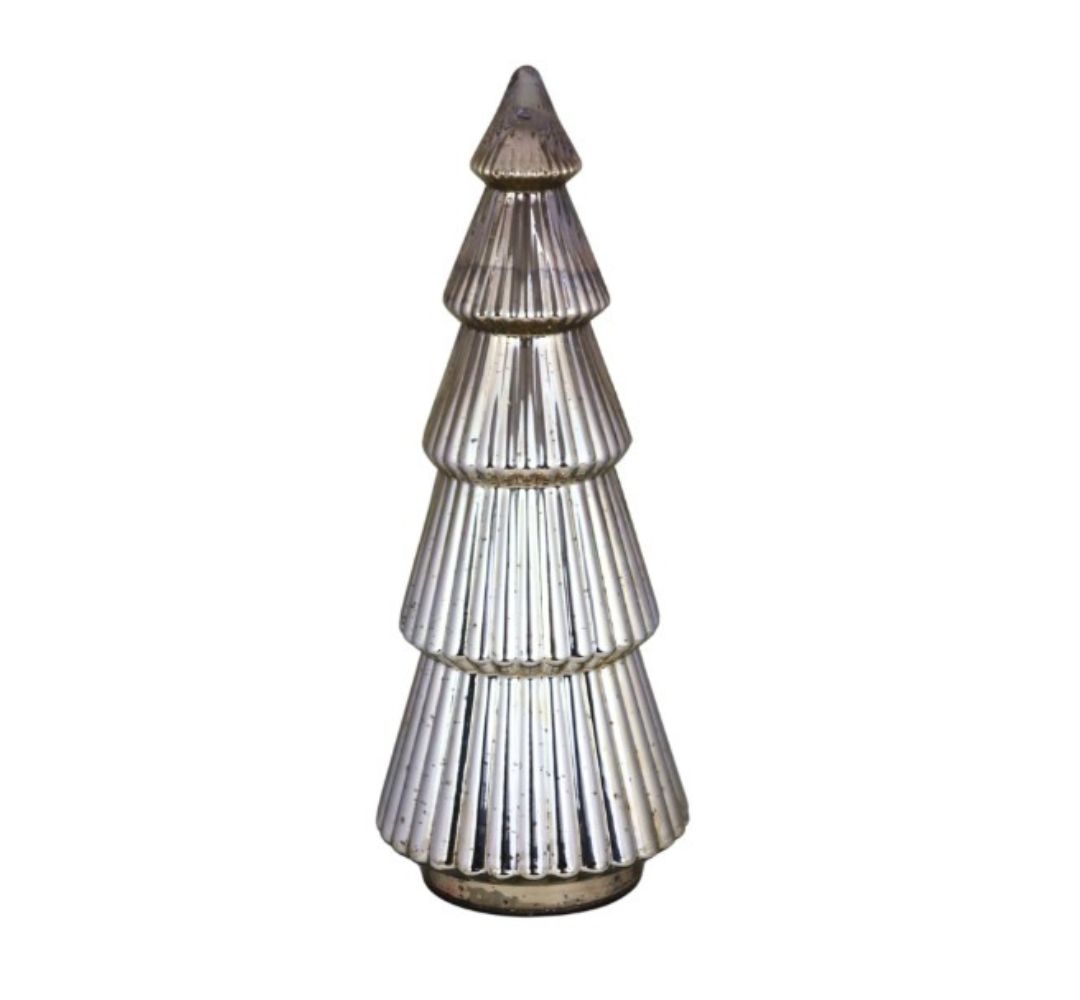 Choinka szklana srebrna duża 21x21x54 cm - Ewax