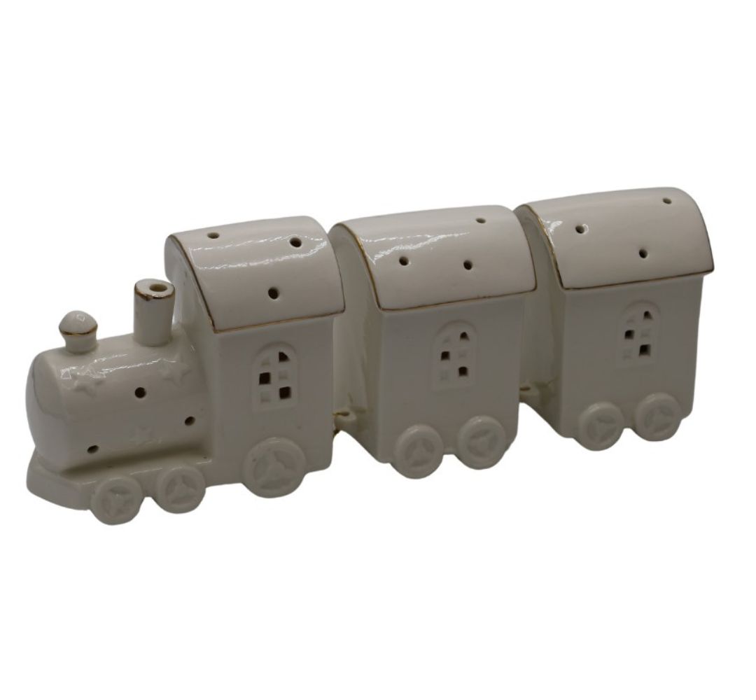 Pociąg ceramiczny biało złoty led 37x7x12 cm - Ewax - obrazek 2