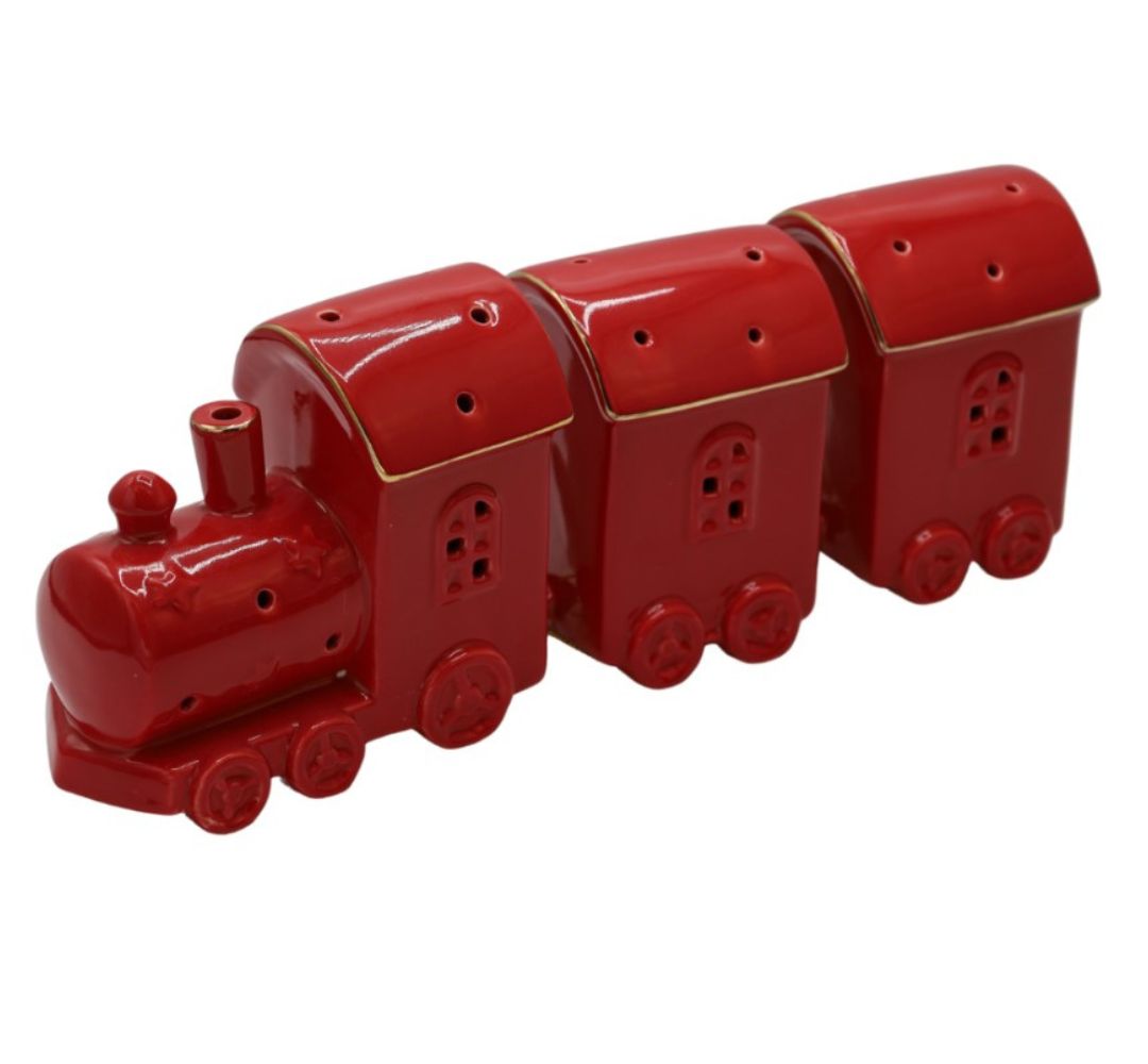 Pociąg ceramiczny czerwono złoty led 37x7x12 cm – Ewax - obrazek 2