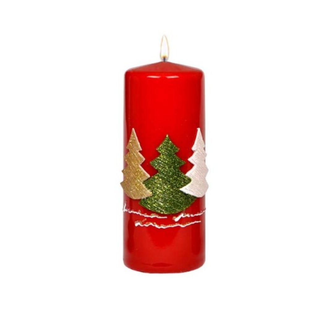Świeca trzy choinki czerwona 15 cm – Adpal