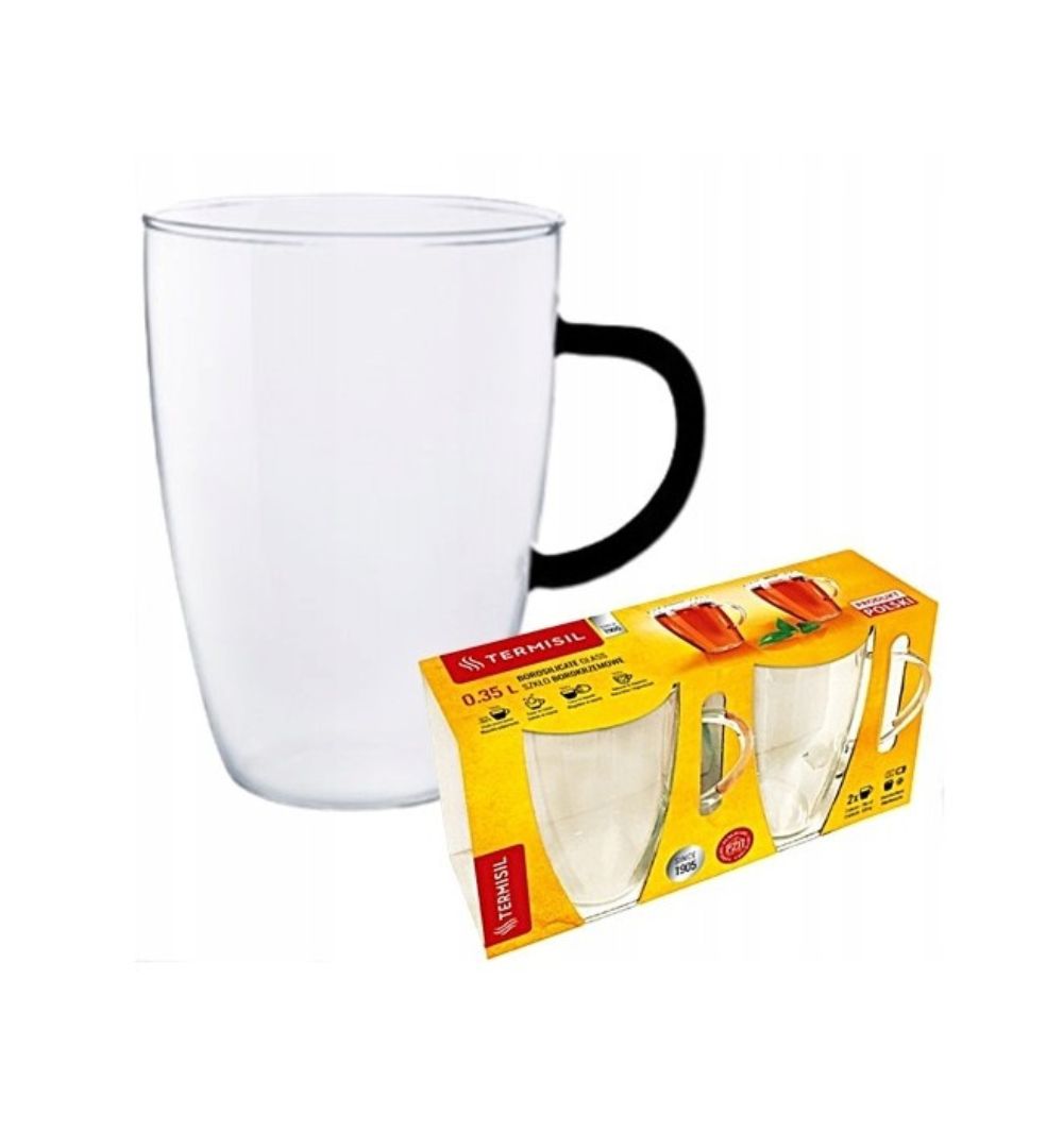 Komplet 2 szklanek żaroodpornych z kolorowym uchem 350 ml Termisil - Agata - obrazek 2