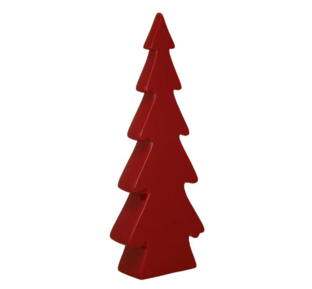 Choinka ceramiczna czerwona duża 14x6x38 cm - Ewax