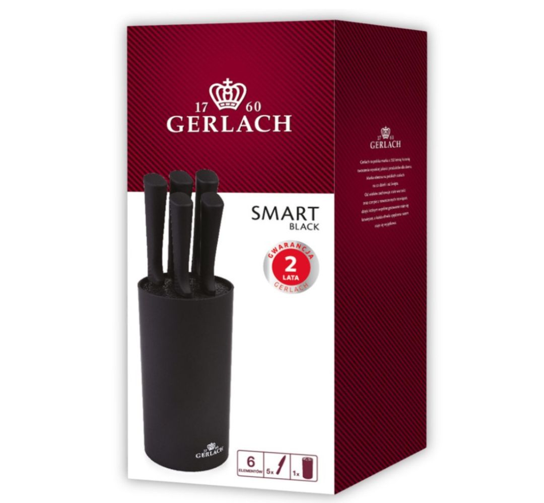 Komplet noży kuchennych w bloku 5 sztuk Gerlach - Smart Black - obrazek 4