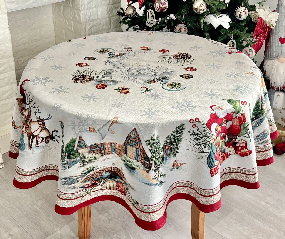 Obrus okrągły gobelinowy świąteczny średnica 160 cm - Marco Polo - obrazek 3