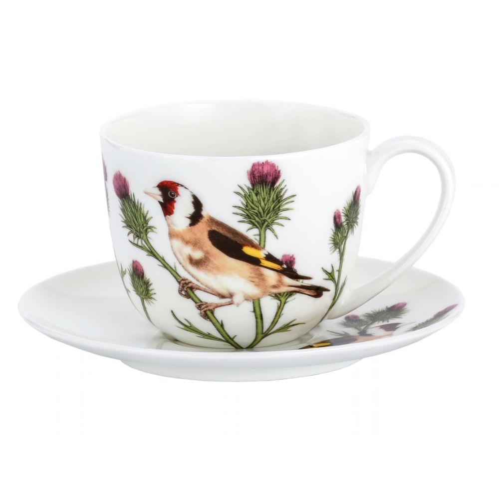 Filiżanka ze spodkiem ptaki polskie 300 ml Marco Polo – Szczygieł - obrazek 3