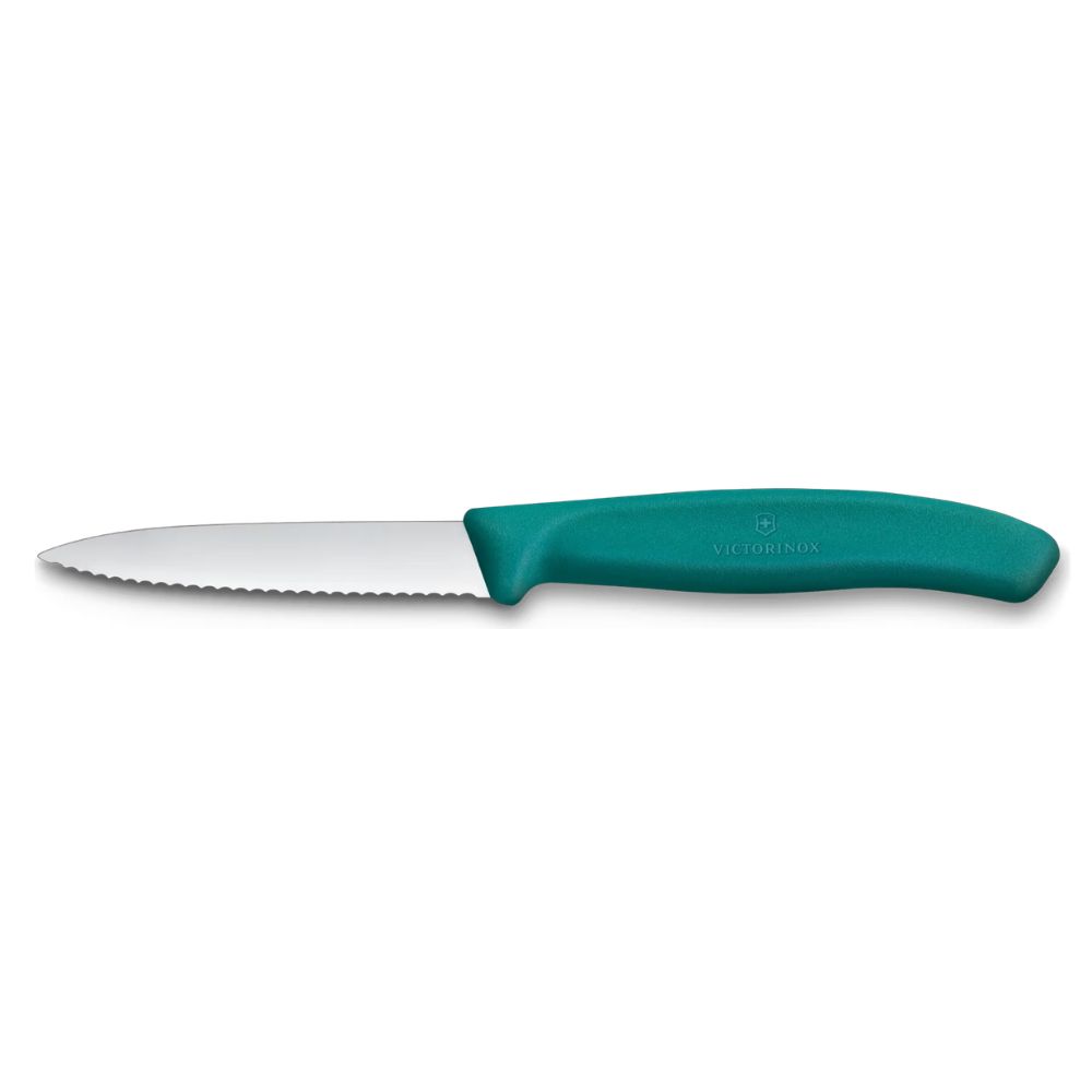 Nóż zielony 8 cm ząbkowany Victorinox - Swiss Classic