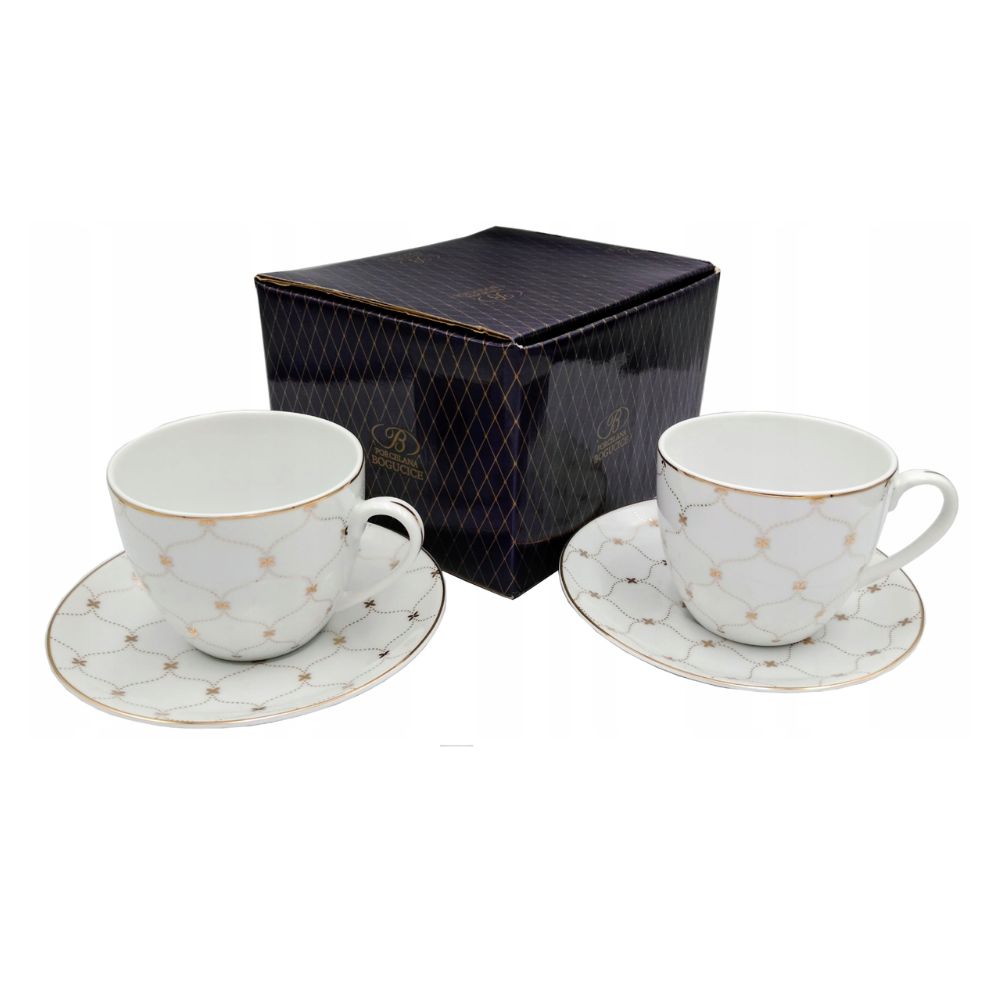 Komplet 2 filiżanek ze spodkami 270 ml/15 cm Bogucice - Gemis Linea 1063 - obrazek 2