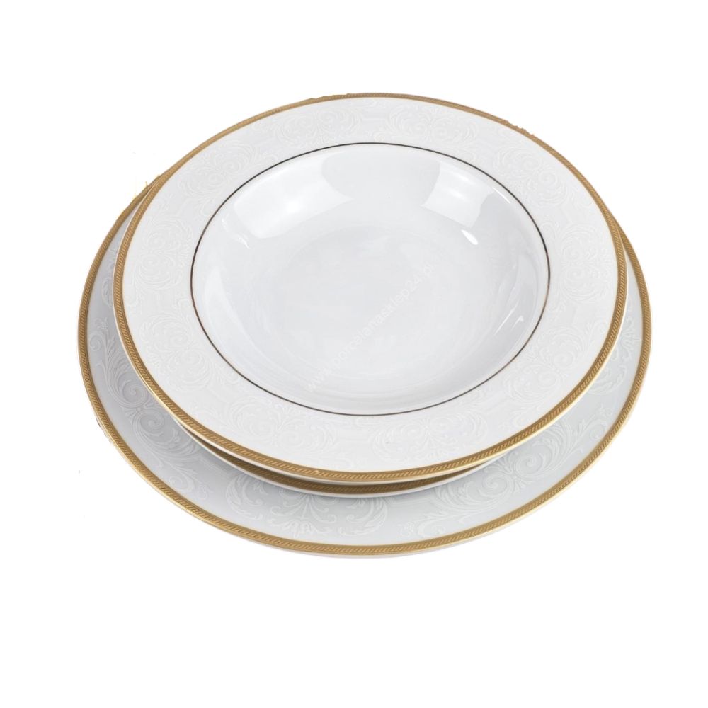 Serwis obiadowo herbaciany na 12 osób 81 el. Bogucice – Hanna Gold 1249 - obrazek 2
