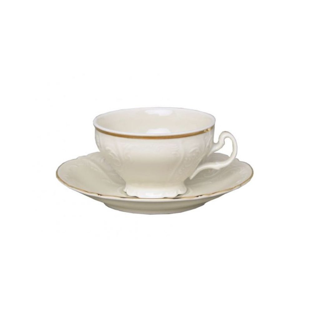 Filiżanka ze spodkiem niska 360 ml Bohemia - Bernadotte Ivory Gold