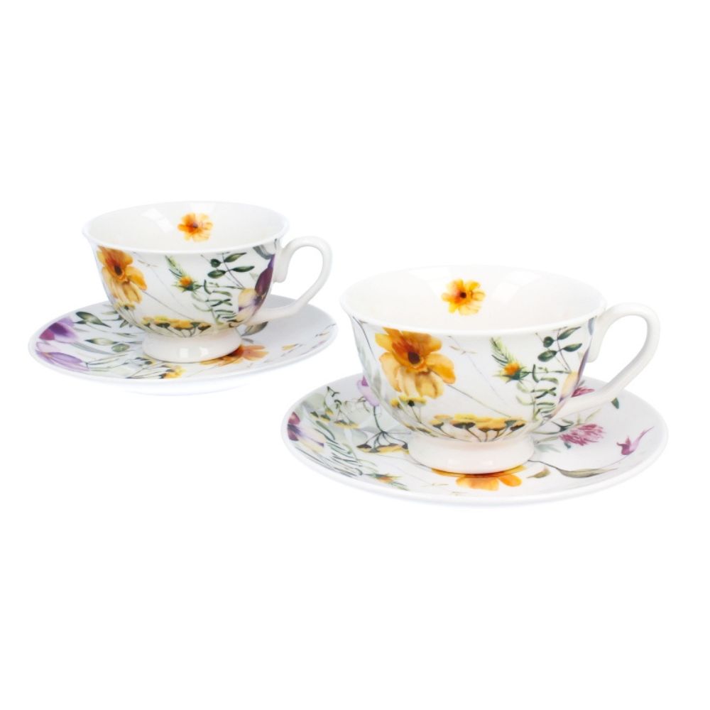 Komplet 2 filiżanek ze spodkami 250 ml Duo - Pansy - obrazek 2
