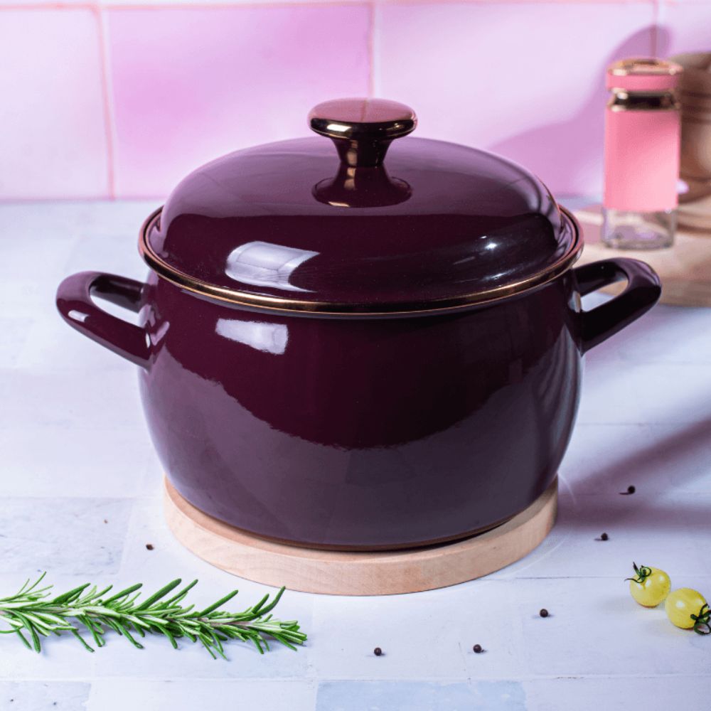 Garnek emaliowany z pokrywką 7,5 l Metalac - Bordeaux - obrazek 2